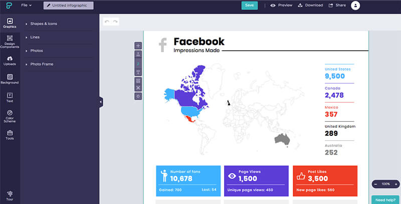 Piktochart makes it easy for content creators with limited design skills