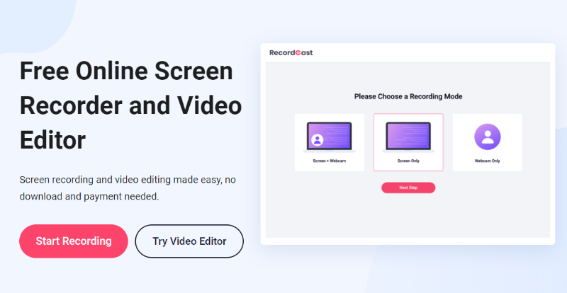 RecordCast - Free tools to record your computer screens